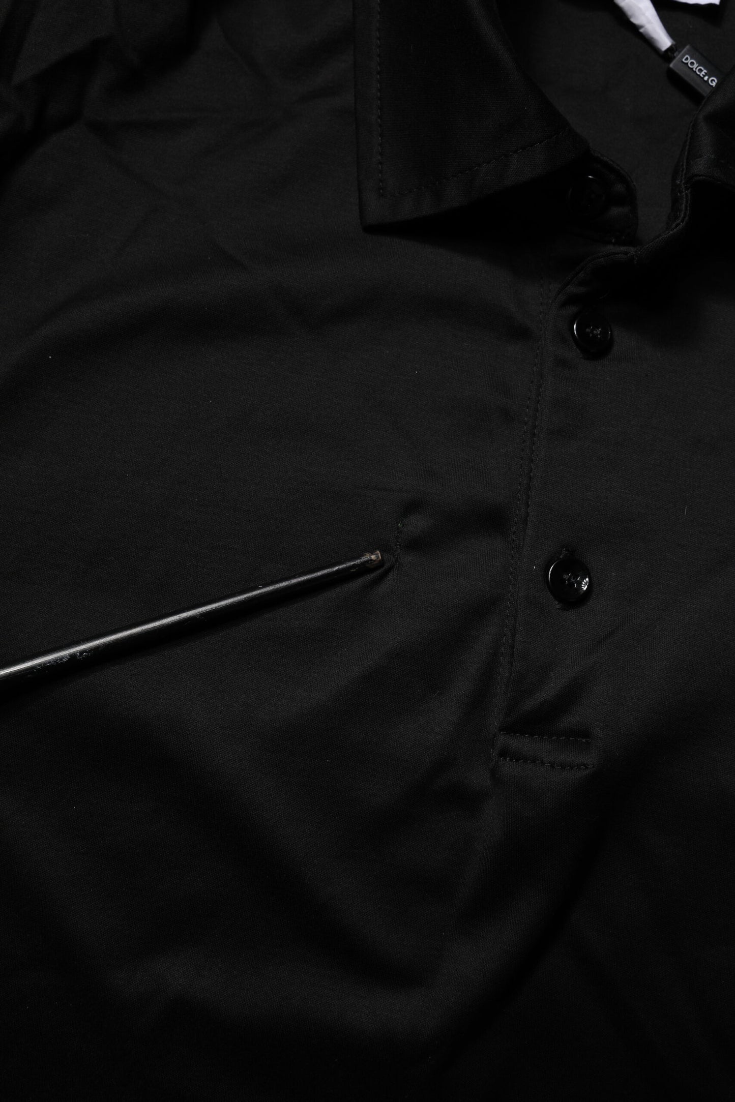 Polo à col en coton noir Dolce &amp; Gabbana