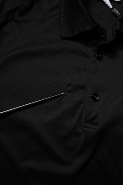 Polo à col en coton noir Dolce &amp; Gabbana