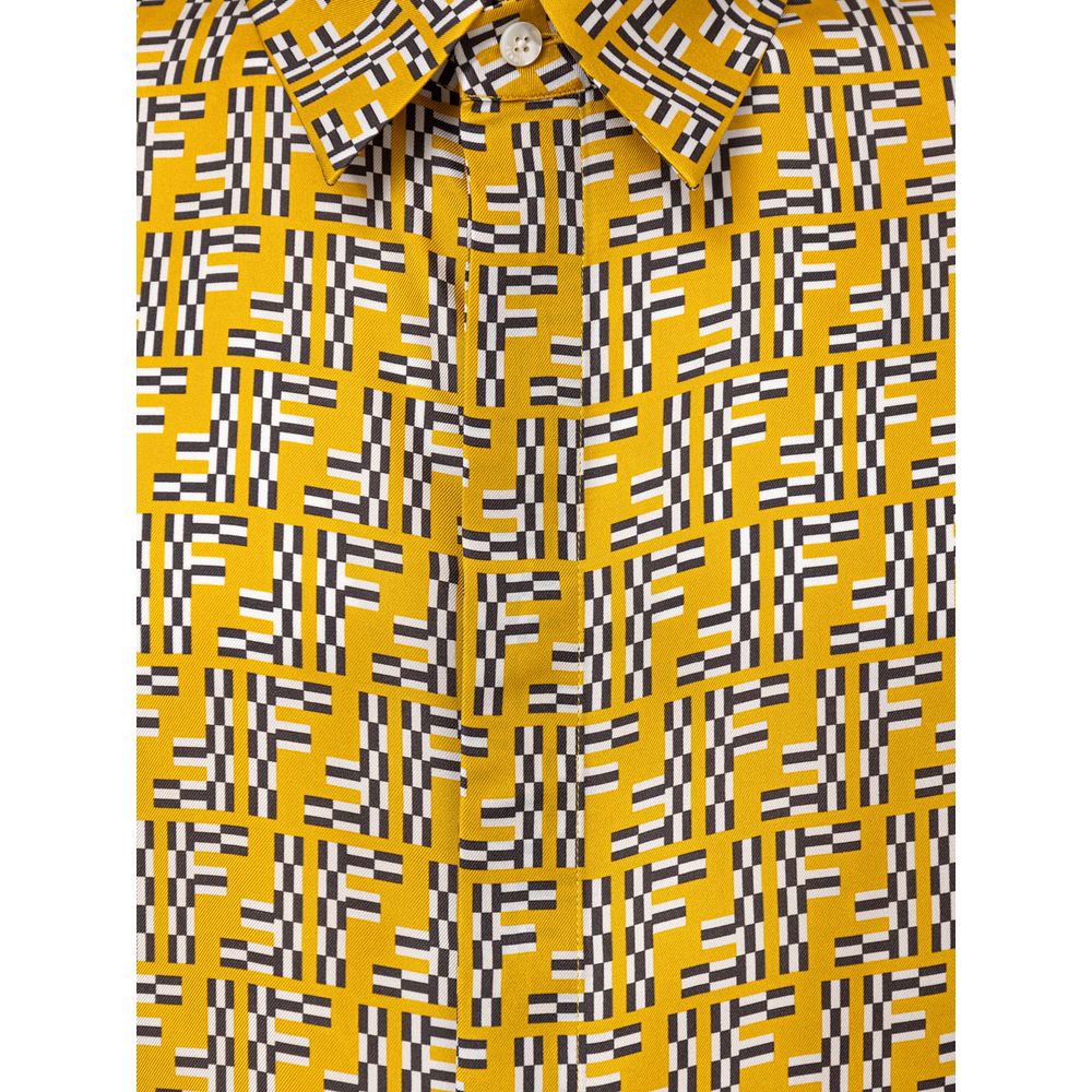 Chemise en soie jaune Fendi