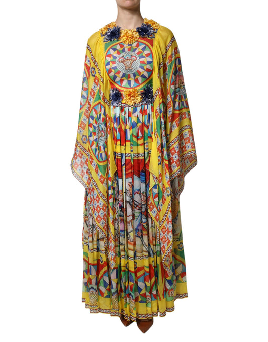 Dolce &amp; Gabbana Multicolour Carretto Print Kaftan Twill Dress