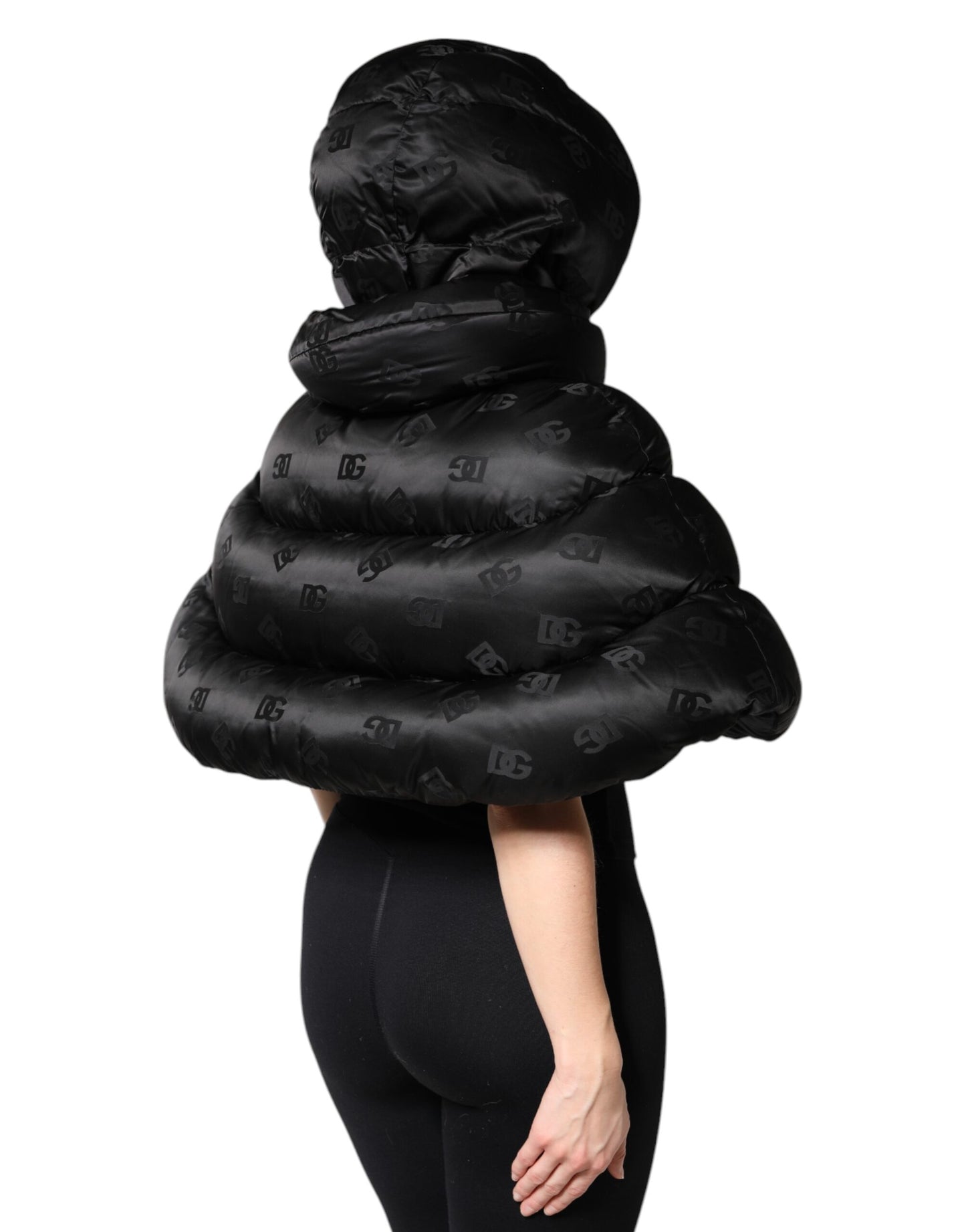 Dolce &amp; Gabbana Black Padded Puffer Hooded Full Zip Cropped Jacket