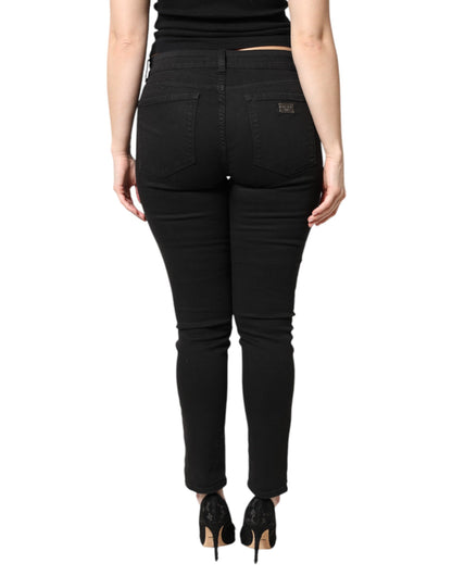 Dolce & Gabbana Black Cotton Mid Waisted Skinny Denim Jeans by Dolce & Gabbana