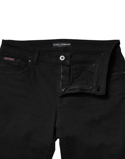 Dolce & Gabbana Black Cotton Mid Waisted Skinny Denim Jeans by Dolce & Gabbana