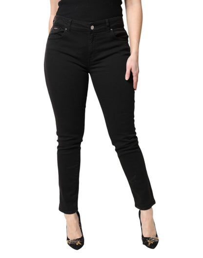 Dolce & Gabbana Black Cotton Mid Waisted Skinny Denim Jeans by Dolce & Gabbana