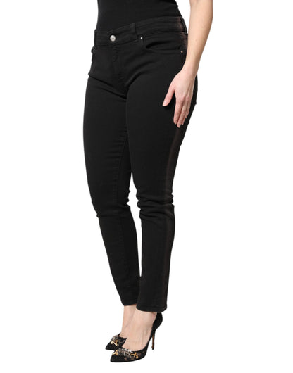 Dolce & Gabbana Black Cotton Mid Waisted Skinny Denim Jeans by Dolce & Gabbana
