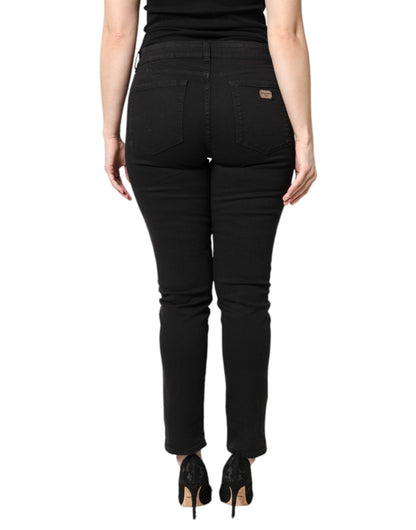 Dolce & Gabbana Black Cotton Mid Waisted Skinny Denim Jeans by Dolce & Gabbana