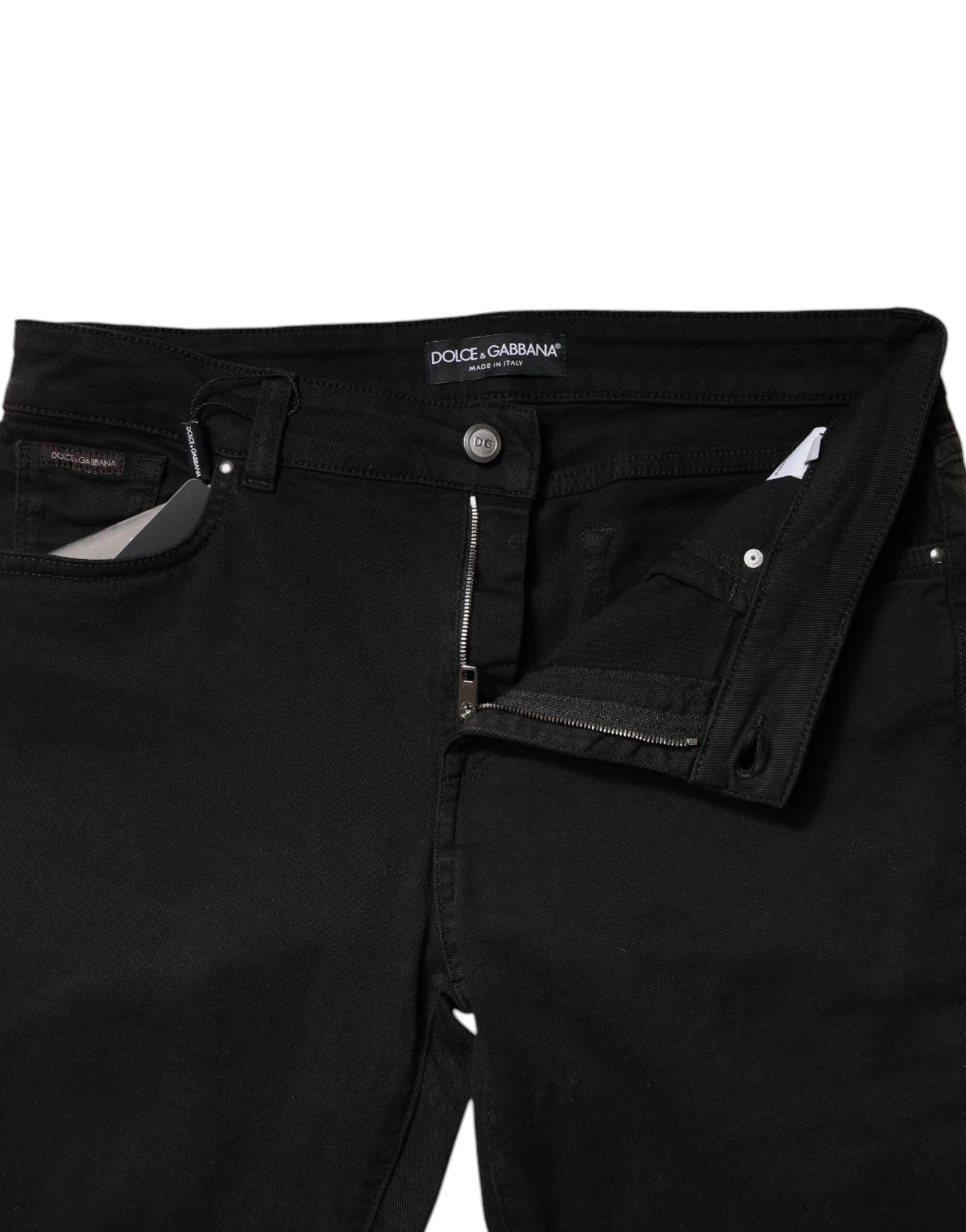 Dolce & Gabbana Black Cotton Mid Waisted Skinny Denim Jeans by Dolce & Gabbana