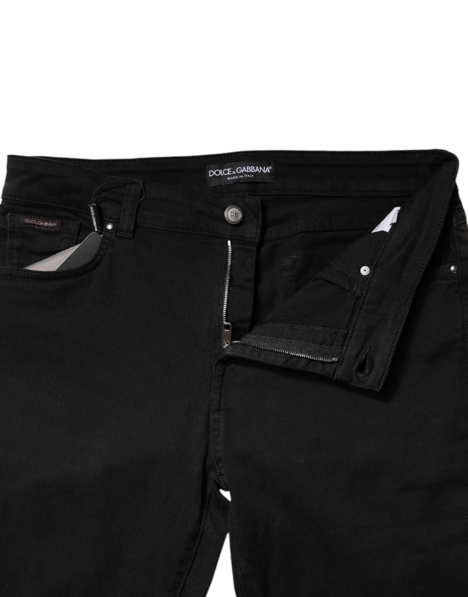 Dolce & Gabbana Black Cotton Mid Waisted Skinny Denim Jeans by Dolce & Gabbana