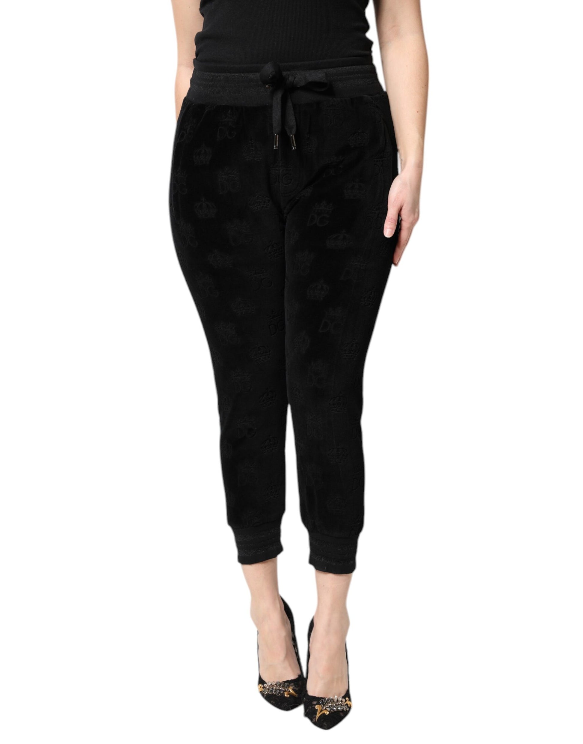 Dolce & Gabbana Black All-Over DG Logo Print Jogger Pants by Dolce & Gabbana