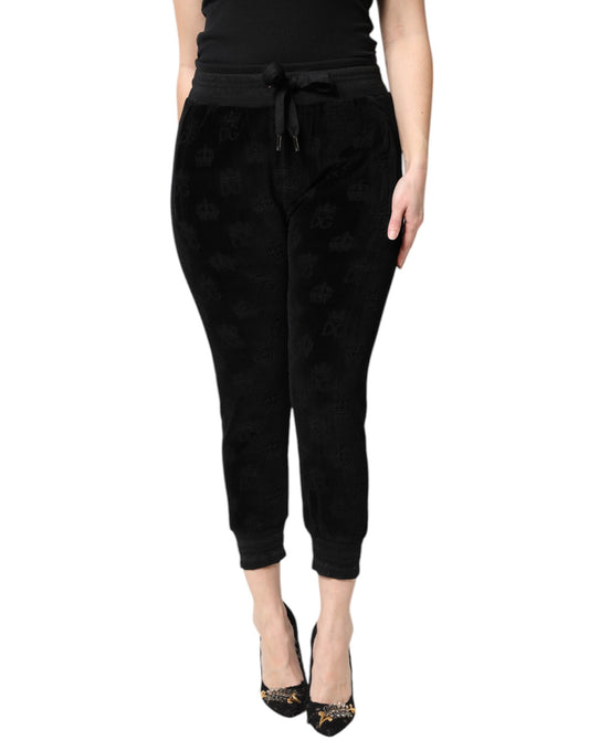 Dolce & Gabbana Black All-Over DG Logo Print Jogger Pants by Dolce & Gabbana