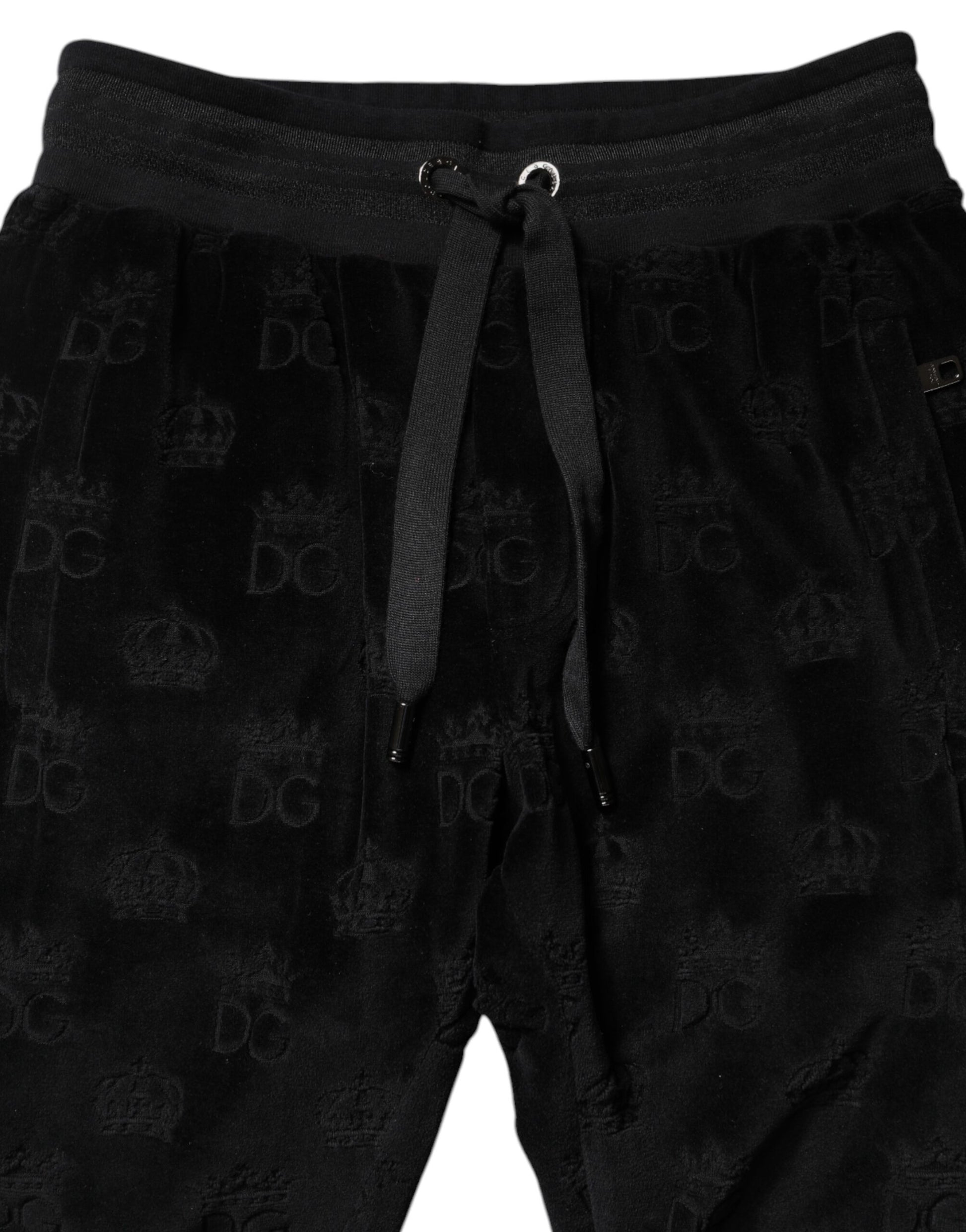 Dolce & Gabbana Black All-Over DG Logo Print Jogger Pants by Dolce & Gabbana