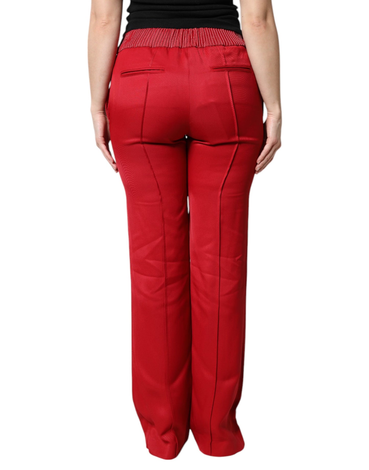 Dolce & Gabbana Red Viscose Straight Fit Pants by Dolce & Gabbana