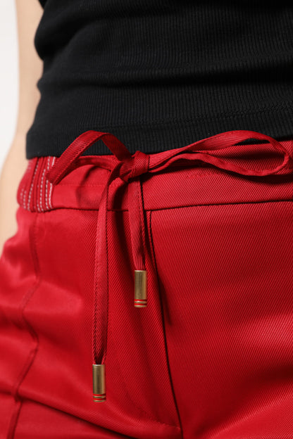Dolce & Gabbana Red Viscose Straight Fit Pants by Dolce & Gabbana