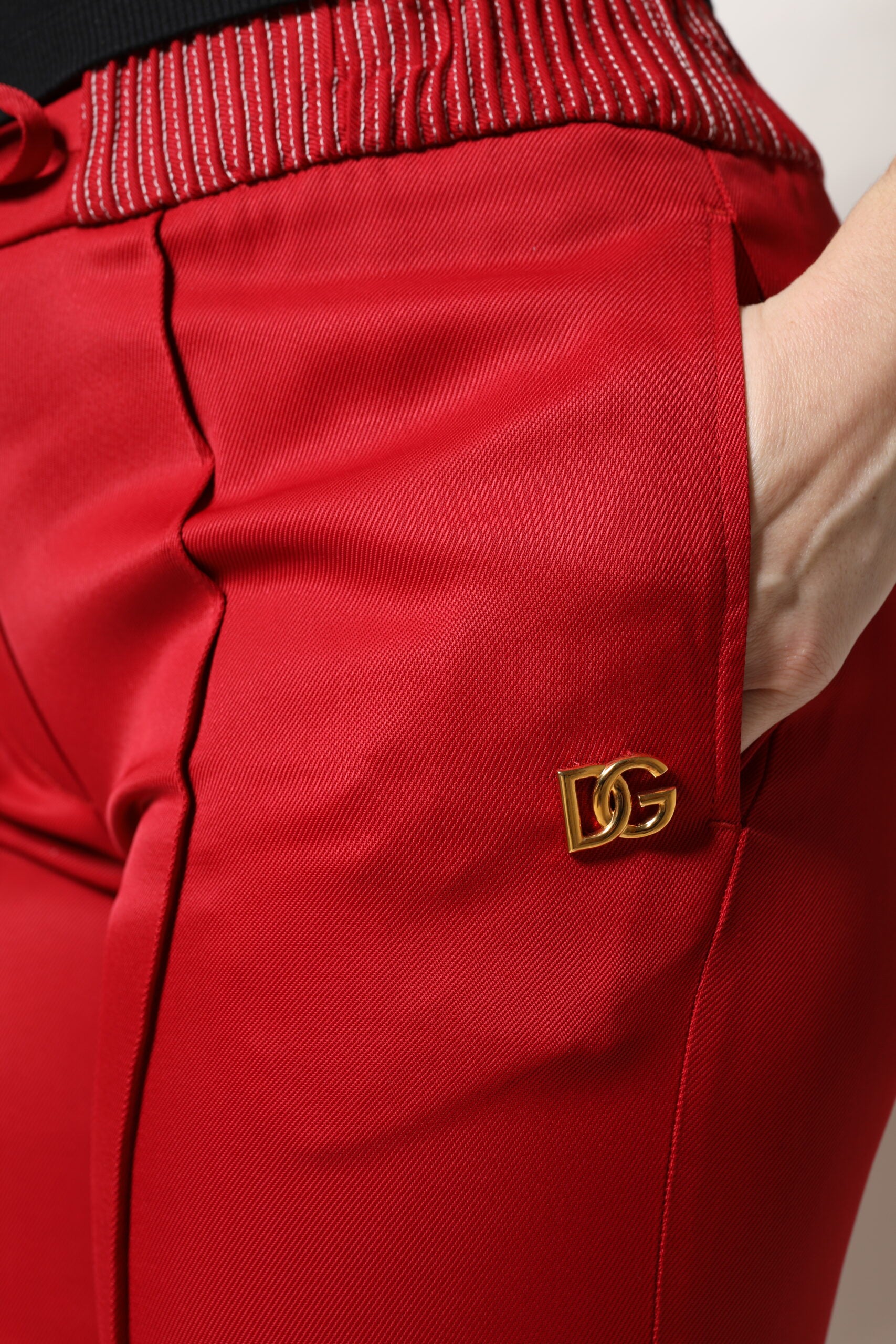 Dolce & Gabbana Red Viscose Straight Fit Pants by Dolce & Gabbana