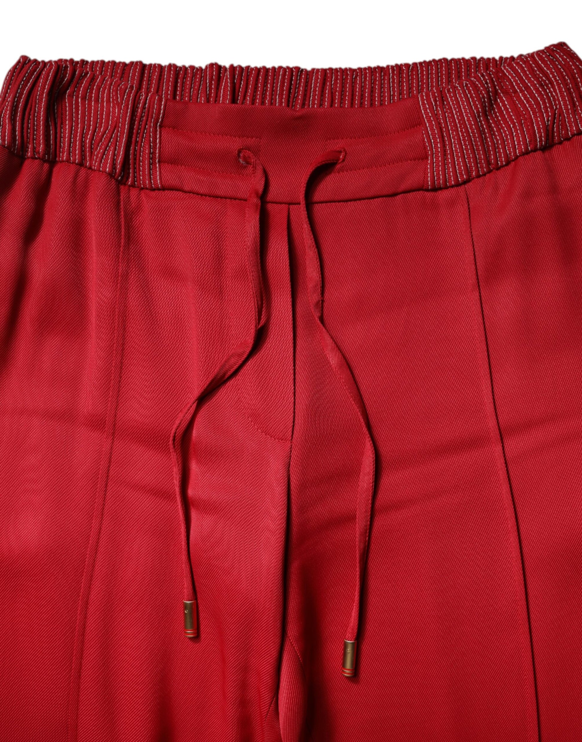 Dolce & Gabbana Red Viscose Straight Fit Pants by Dolce & Gabbana