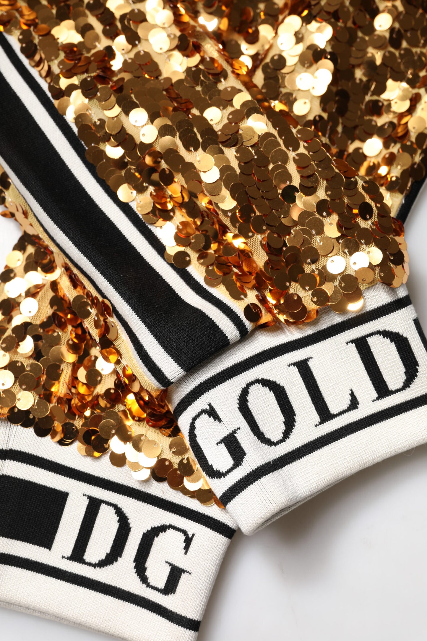 Dolce & Gabbana Metallic Gold DG Logo Sequined Jogger Pants by Dolce & Gabbana