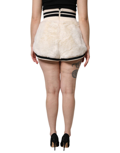 Short taille haute en fausse fourrure blanche Dolce &amp; Gabbana