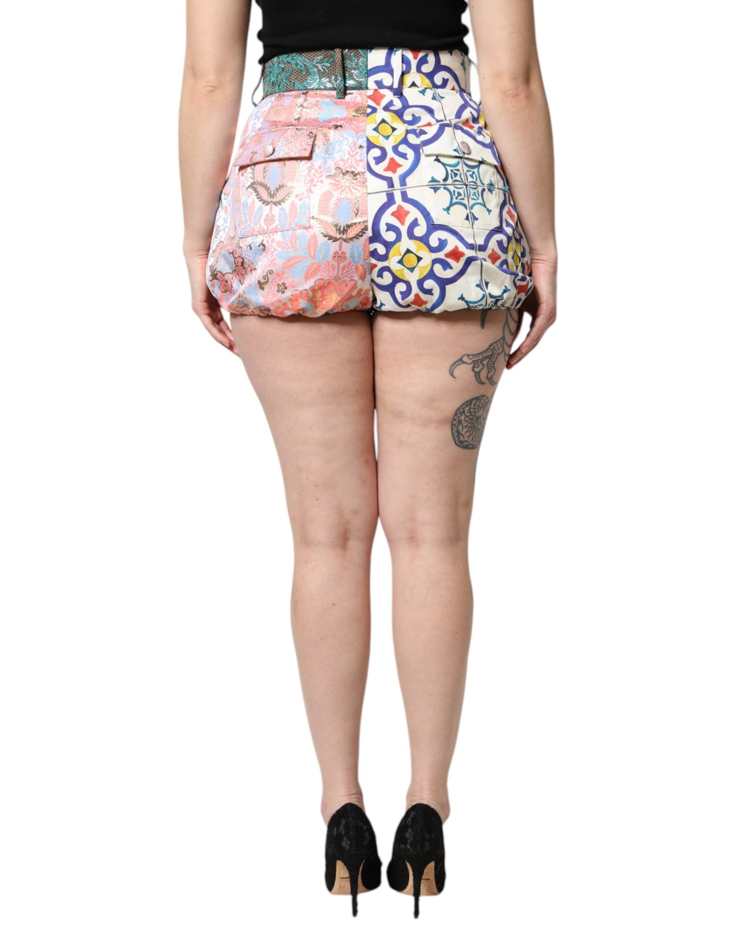Dolce &amp; Gabbana Multicolor Cotton Patchwork Hot Pants Shorts