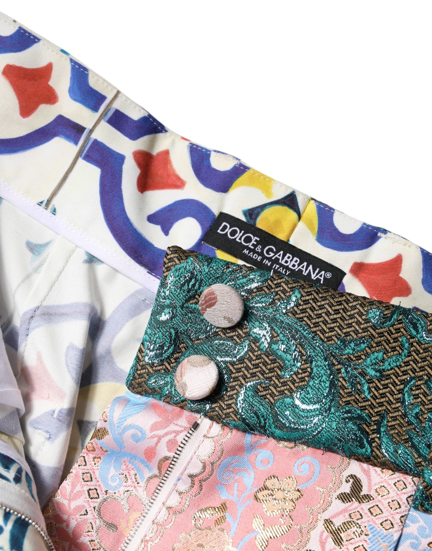 Dolce &amp; Gabbana Multicolor Cotton Patchwork Hot Pants Shorts