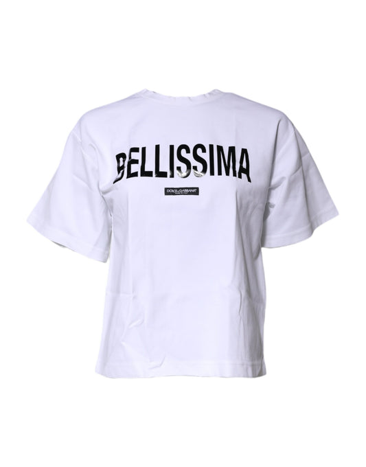 T-shirt ras du cou en coton blanc Bellissima de Dolce &amp; Gabbana