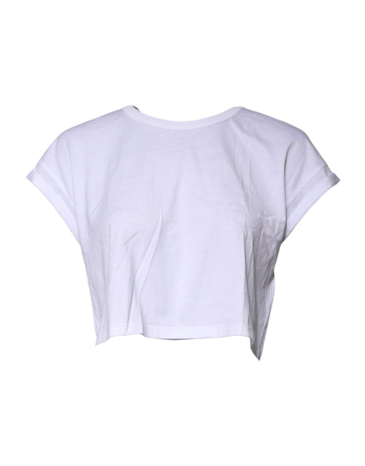T-shirt court à col rond en coton blanc Dolce &amp; Gabbana