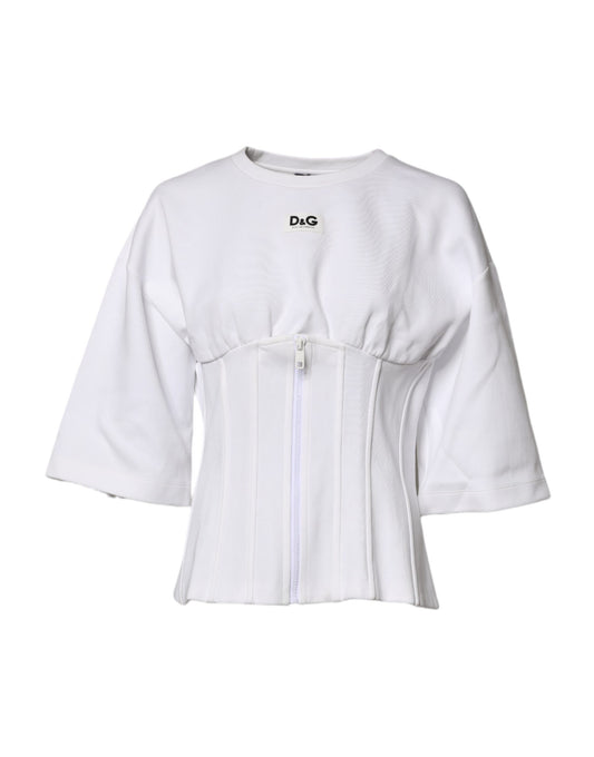 Chemisier Dolce &amp; Gabbana en coton mélangé blanc à manches 3/4