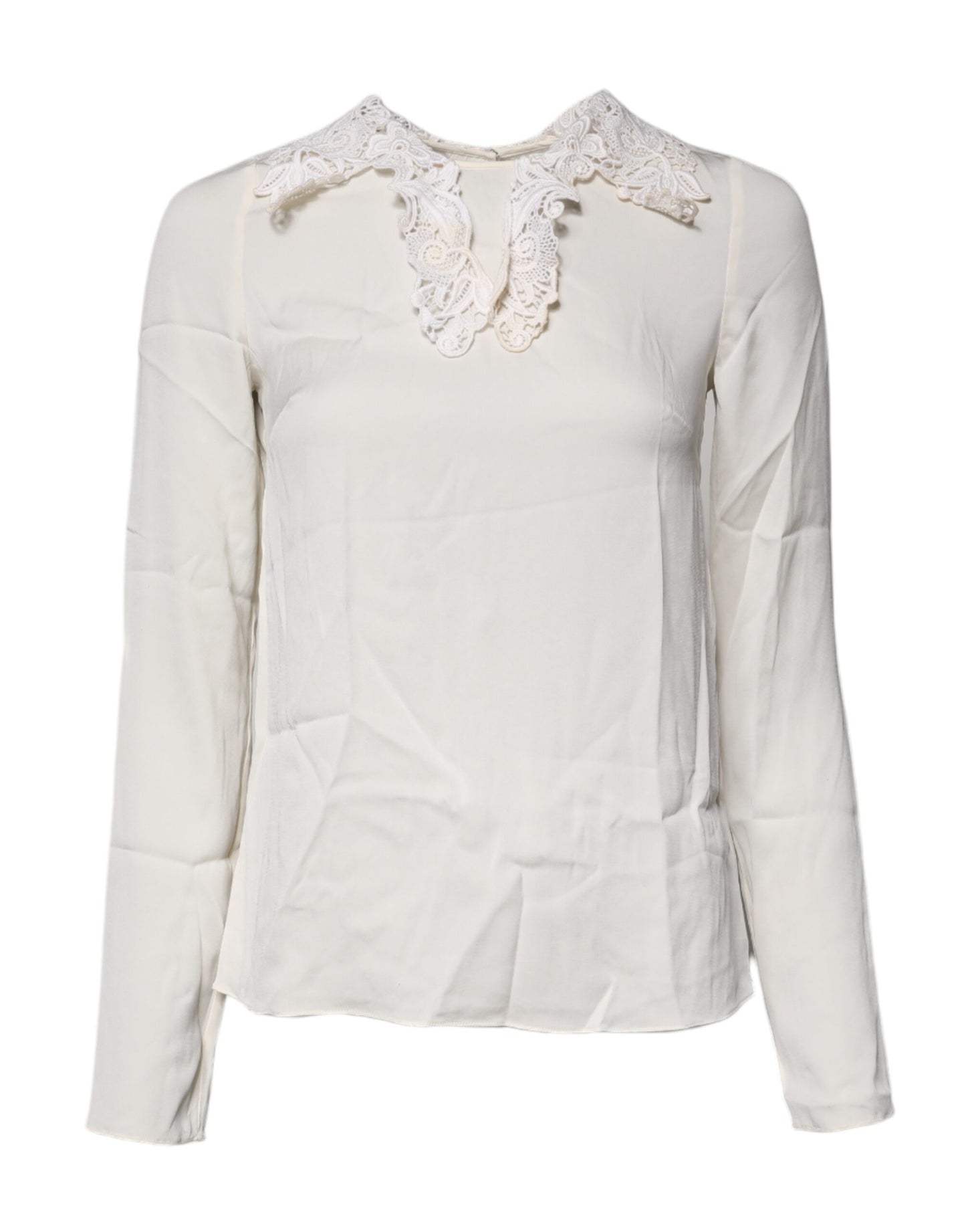 Dolce & Gabbana Cream Floral Lace Long Sleeves Blouse Top by Dolce & Gabbana
