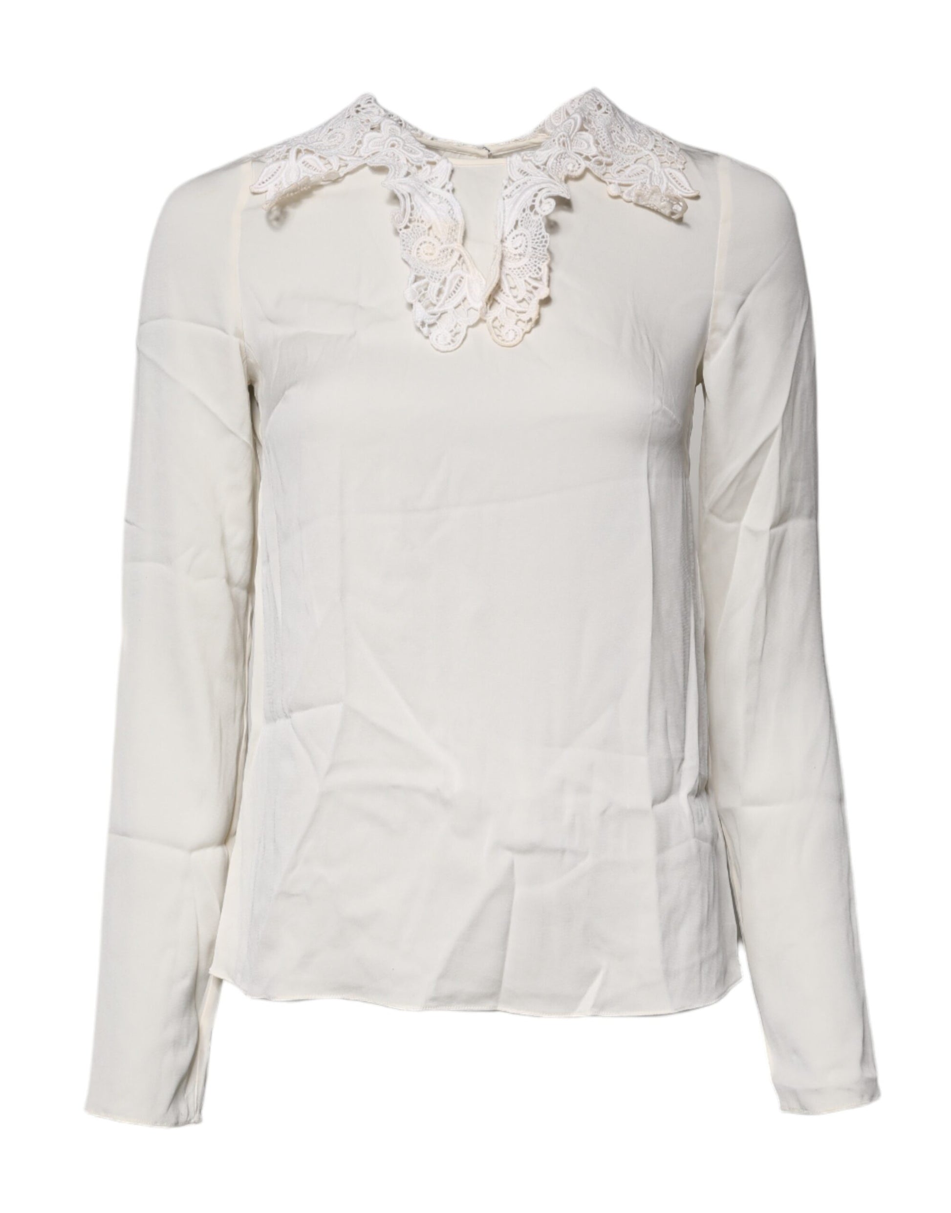 Dolce & Gabbana Cream Floral Lace Long Sleeves Blouse Top by Dolce & Gabbana