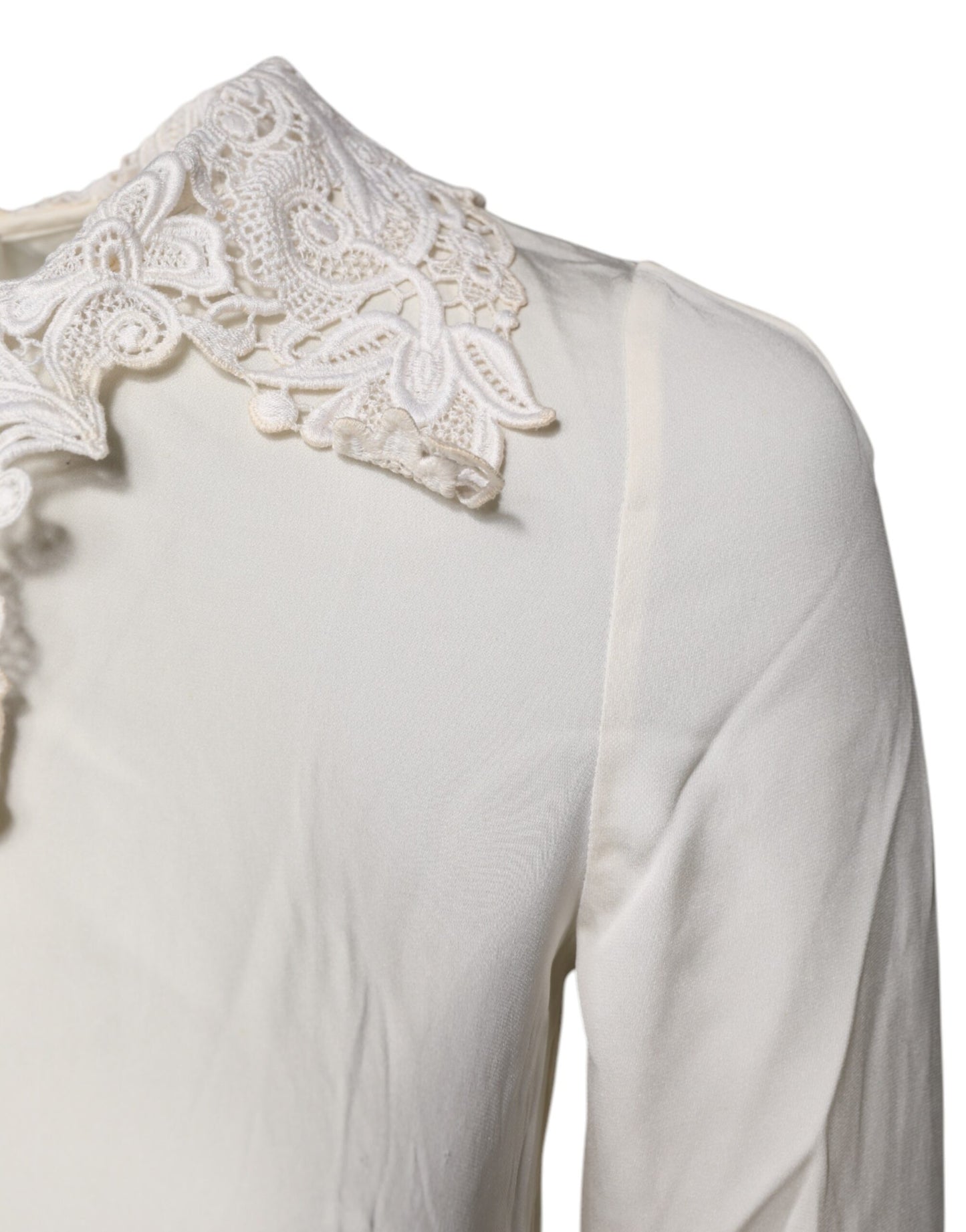 Dolce & Gabbana Cream Floral Lace Long Sleeves Blouse Top by Dolce & Gabbana