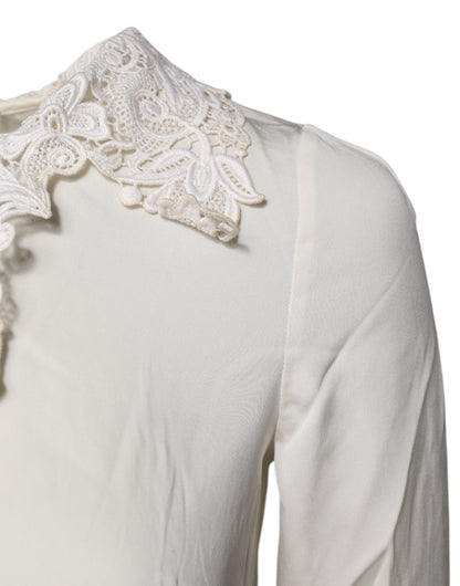 Dolce & Gabbana Cream Floral Lace Long Sleeves Blouse Top by Dolce & Gabbana