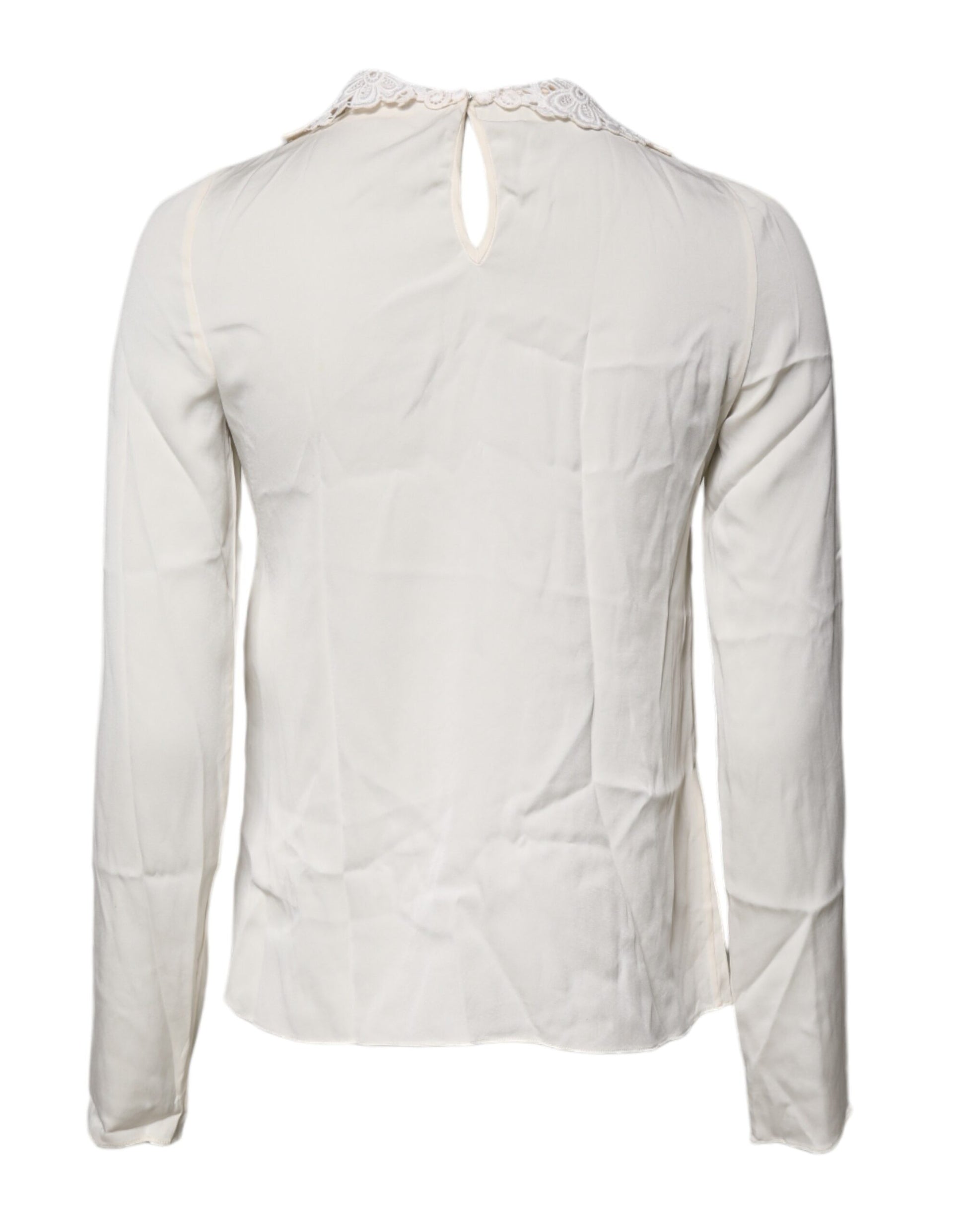 Dolce & Gabbana Cream Floral Lace Long Sleeves Blouse Top by Dolce & Gabbana