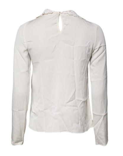 Dolce & Gabbana Cream Floral Lace Long Sleeves Blouse Top by Dolce & Gabbana
