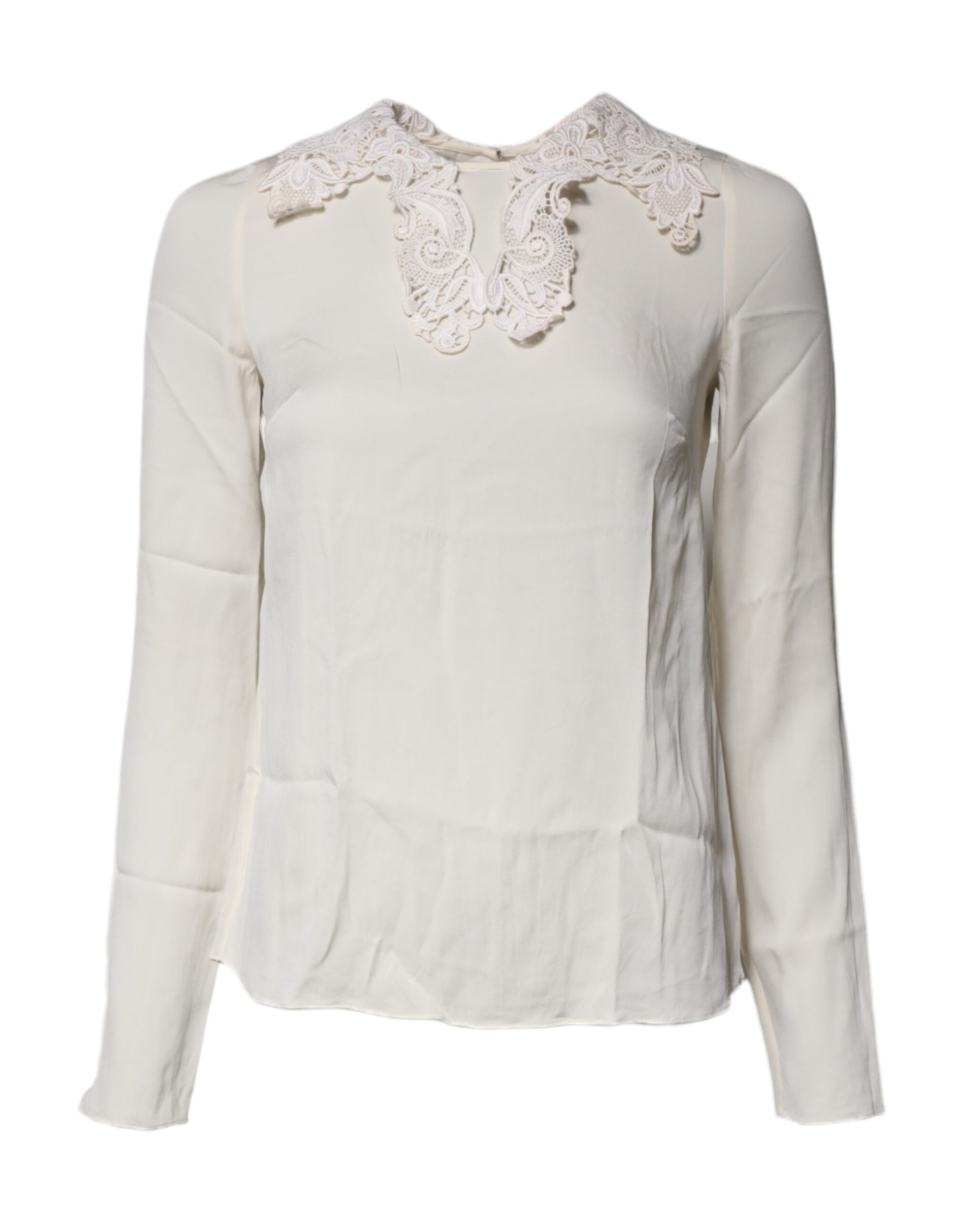 Dolce & Gabbana Cream Floral Lace Long Sleeves Blouse Top by Dolce & Gabbana