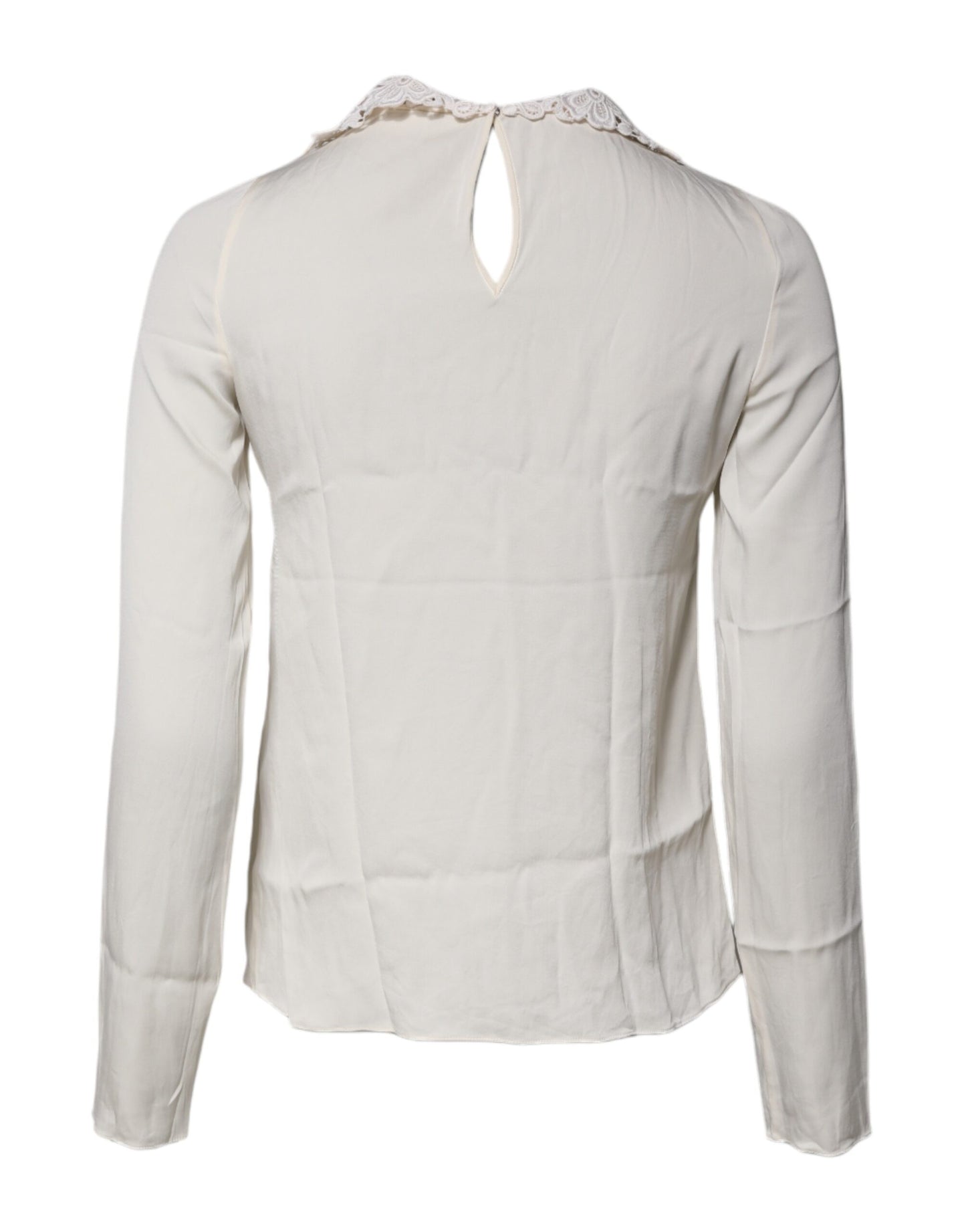 Dolce & Gabbana Cream Floral Lace Long Sleeves Blouse Top by Dolce & Gabbana
