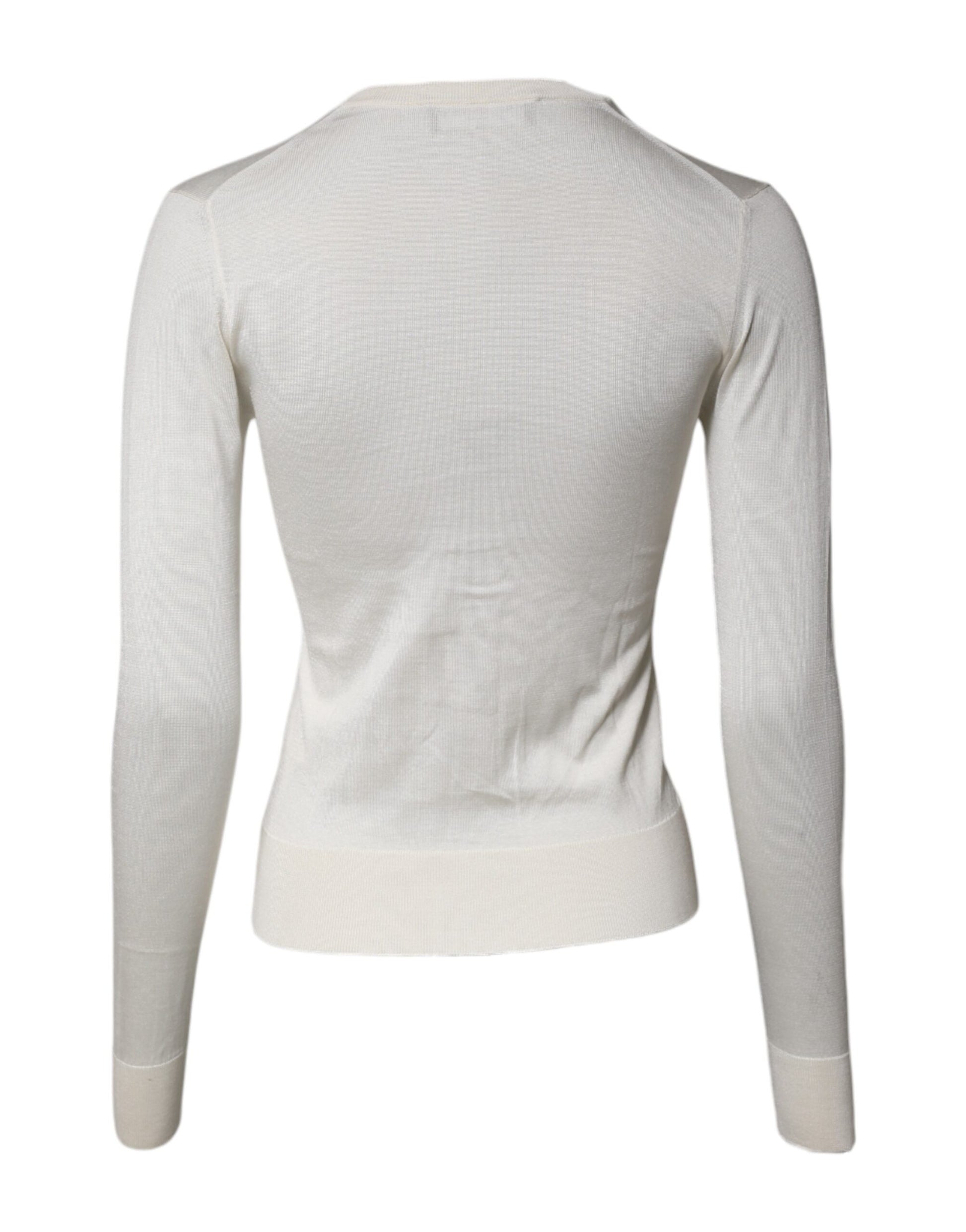 Dolce & Gabbana Cream Floral Silk Embellished Cardigan Sweater by Dolce & Gabbana