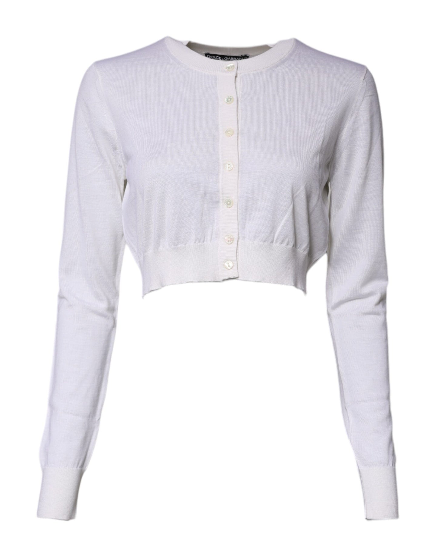 Dolce & Gabbana Cream Cashmere Knit Cropped Cardigan Sweater by Dolce & Gabbana