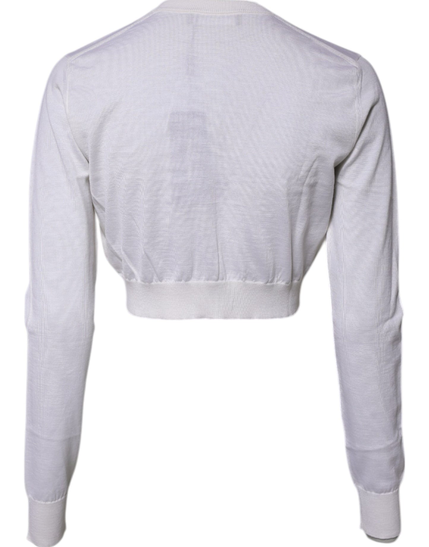 Dolce & Gabbana Cream Cashmere Knit Cropped Cardigan Sweater by Dolce & Gabbana