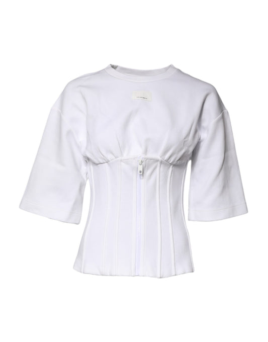Chemisier Dolce &amp; Gabbana en coton mélangé blanc à manches 3/4