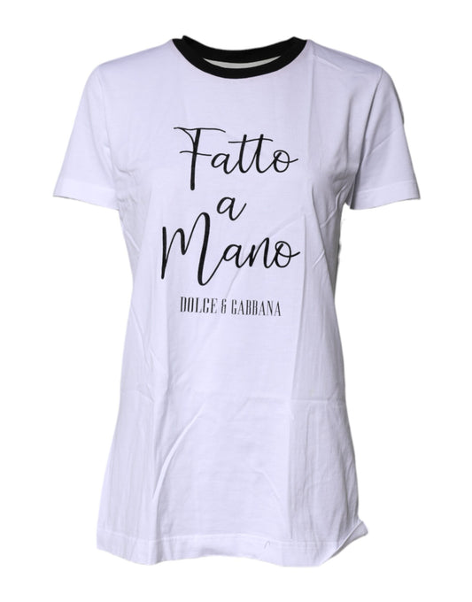 T-shirt col rond imprimé blanc en coton Dolce &amp; Gabbana