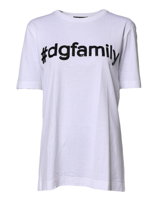 T-shirt en coton brodé blanc Dolce &amp; Gabbana #DGFAMILY
