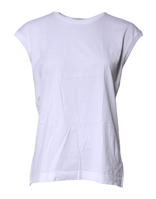Débardeur col rond sans manches en coton blanc Dolce &amp; Gabbana