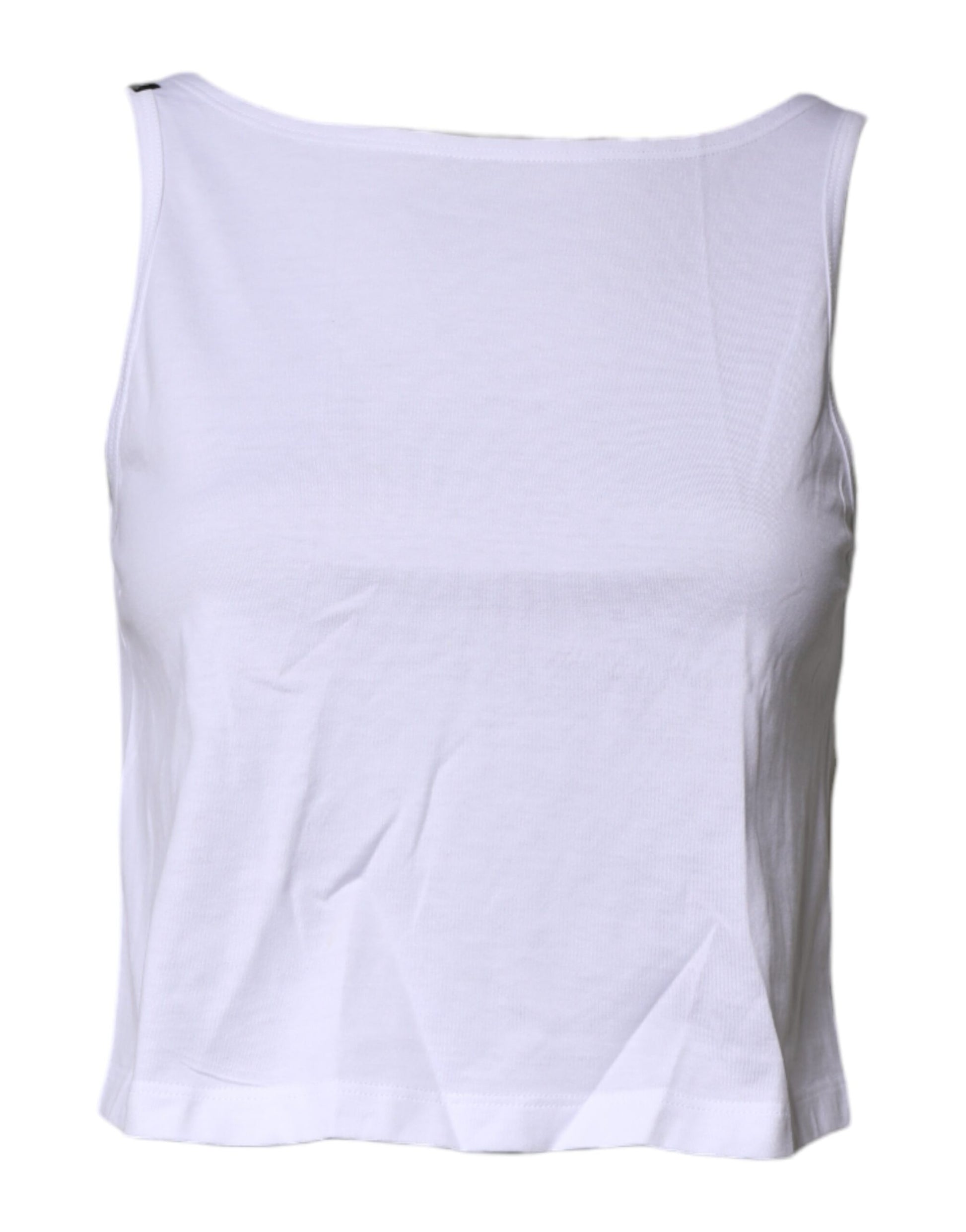 Dolce & Gabbana White Cotton Sleeveless Round Neck Tank Top by Dolce & Gabbana