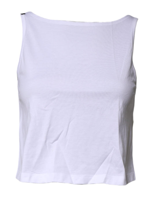 Débardeur col rond sans manches en coton blanc Dolce &amp; Gabbana
