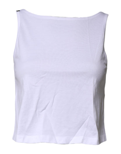 Dolce & Gabbana White Cotton Sleeveless Round Neck Tank Top by Dolce & Gabbana