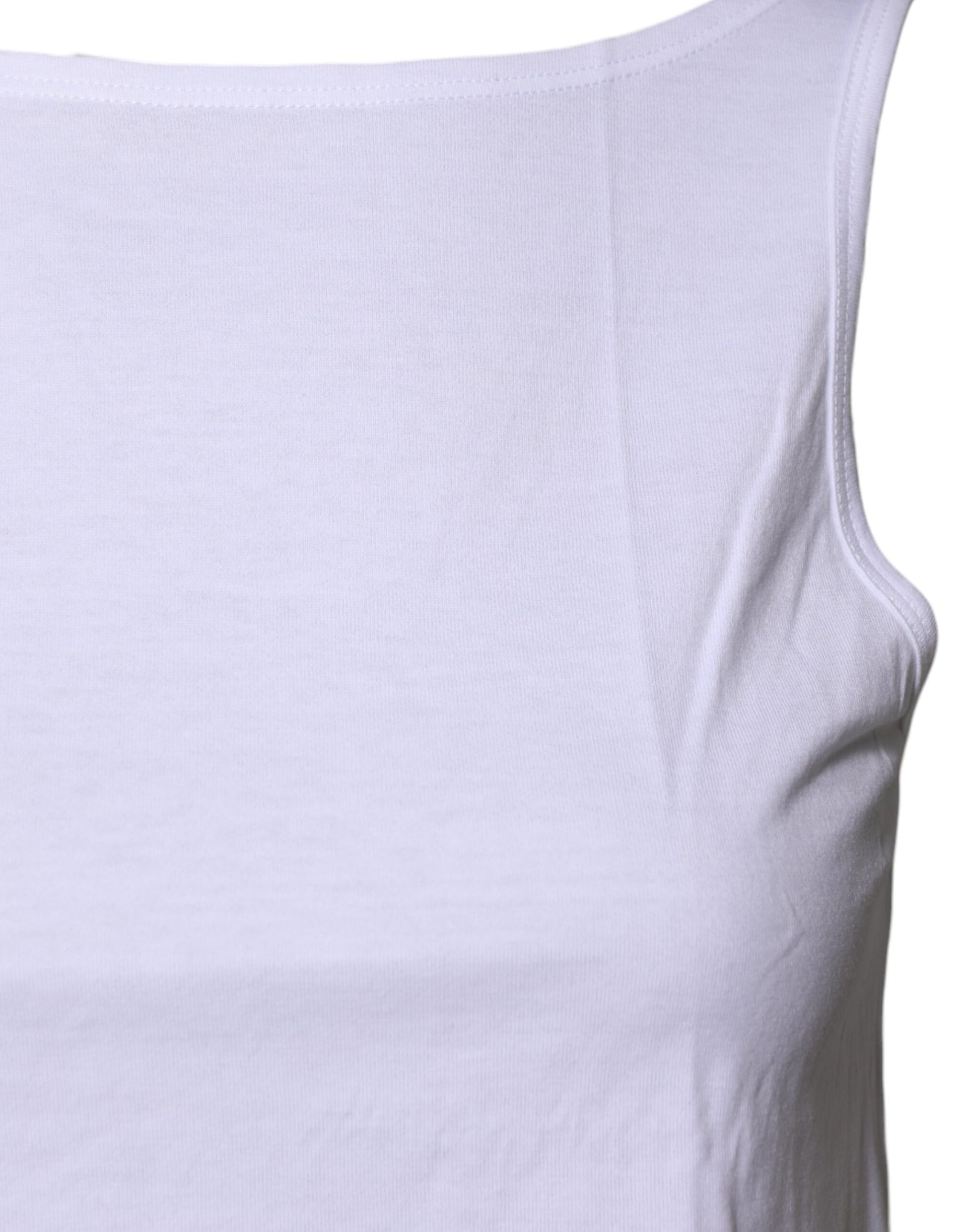Dolce & Gabbana White Cotton Sleeveless Round Neck Tank Top by Dolce & Gabbana