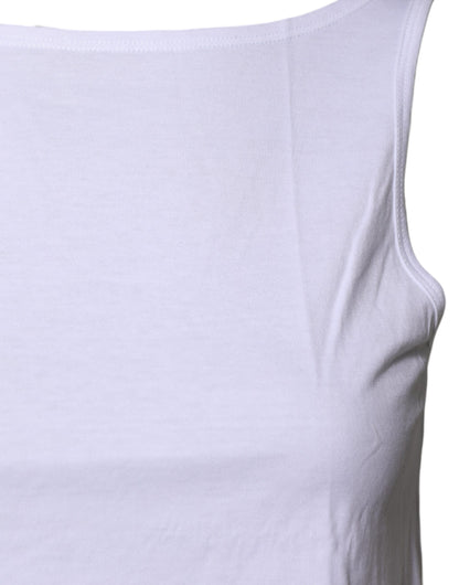 Dolce & Gabbana White Cotton Sleeveless Round Neck Tank Top by Dolce & Gabbana