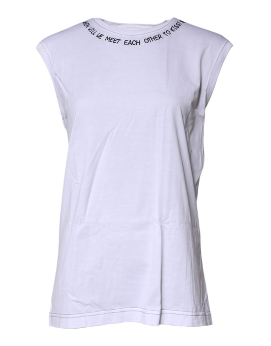 T-shirt débardeur imprimé sans manches en coton blanc Dolce &amp; Gabbana