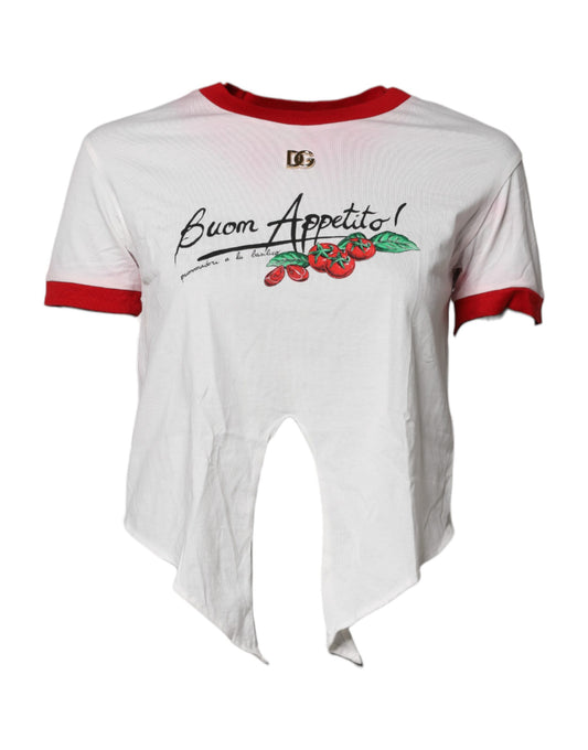 T-shirt court à col rond imprimé blanc Dolce &amp; Gabbana