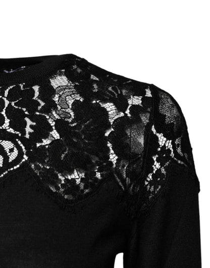 Dolce & Gabbana Black Floral Lace Long Sleeves Blouse Top by Dolce & Gabbana