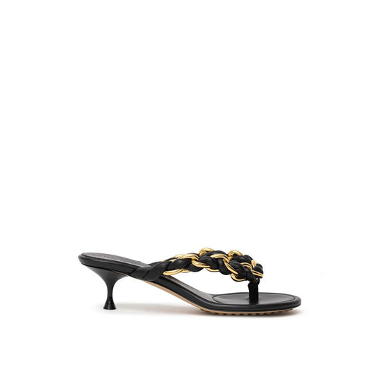 Bottega Veneta Black Leather Flip Flop Sandal